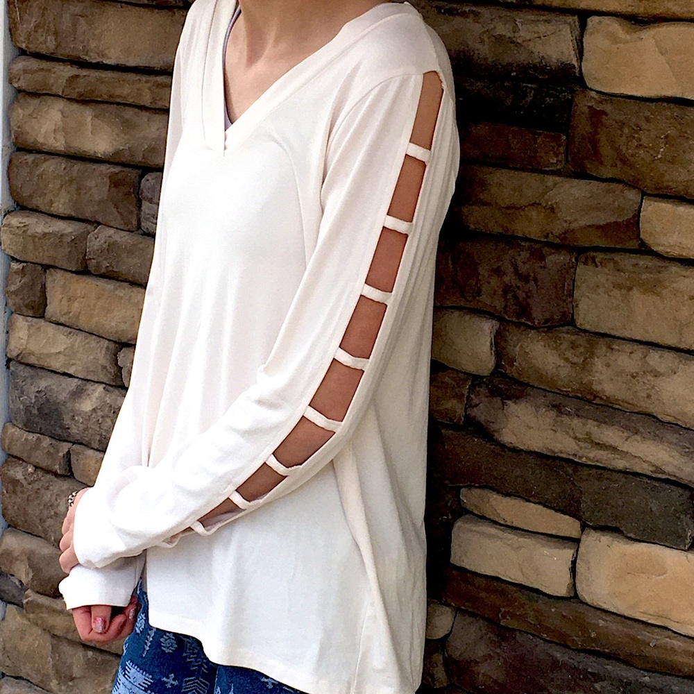 NWT Cupio Sandy White Ladder Cut Shirt